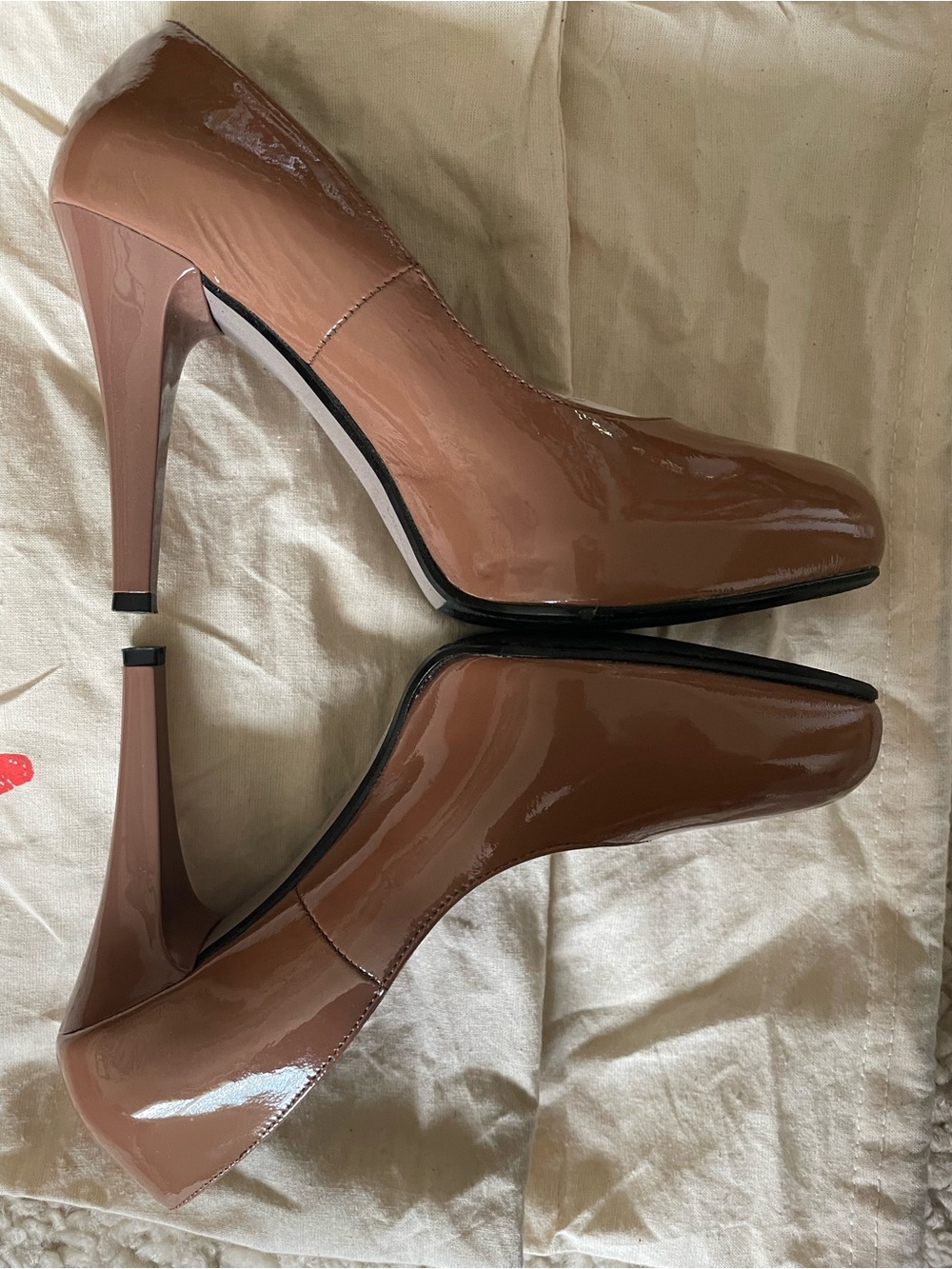 Women’s Patent High Heel Pumps in Brown